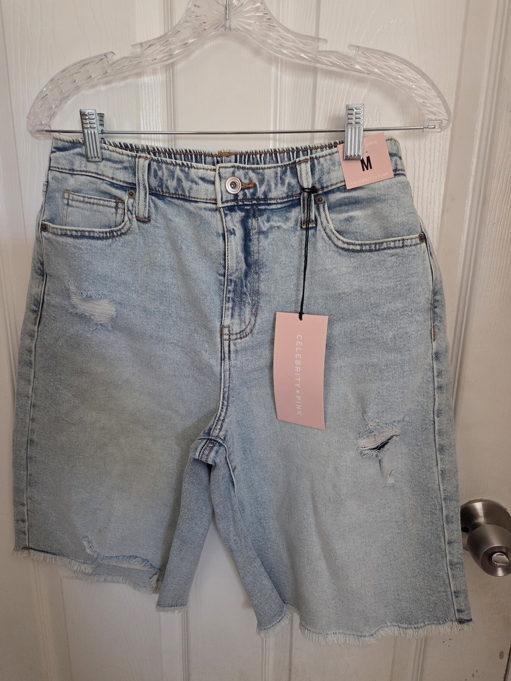 Celebrity Pink Light Wash Distressed Women’s Denim Shorts